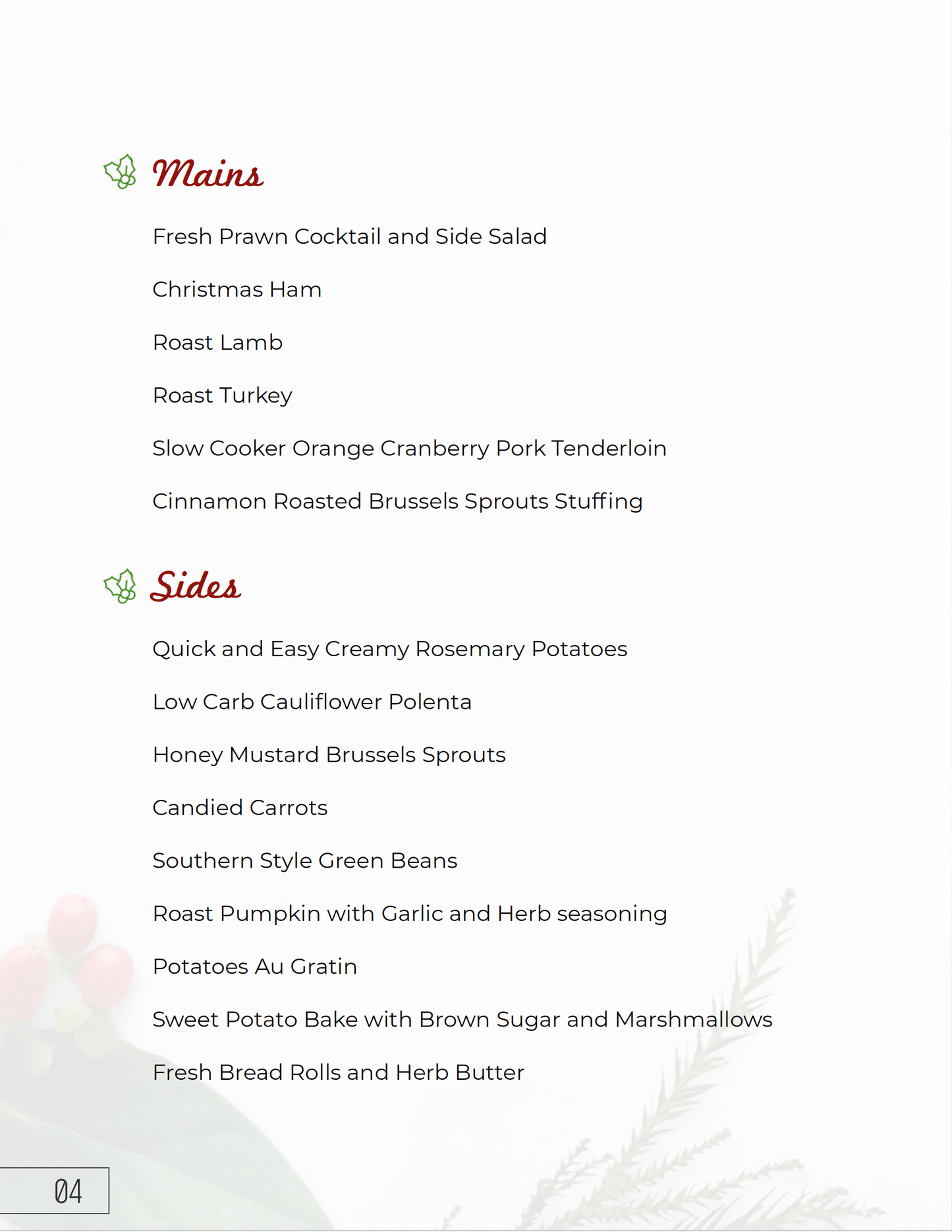 Holly's Christmas Recipe Guide