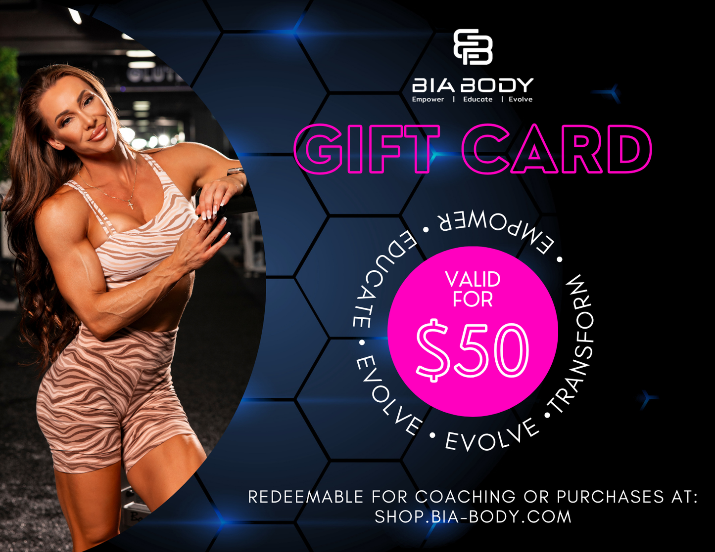 BiaBody Gift Cards for Shop or Coaching Programs