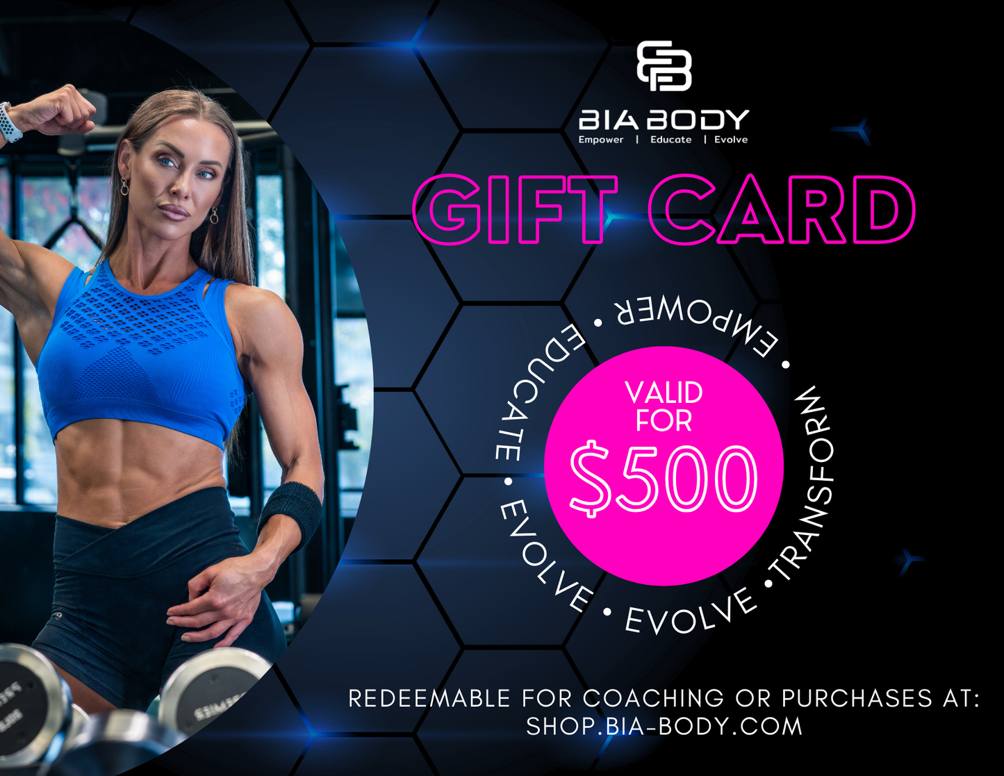 BiaBody Gift Cards for Shop or Coaching Programs